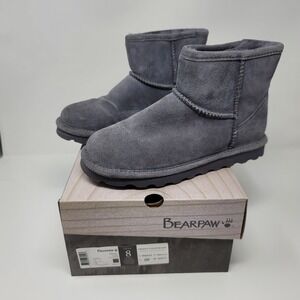 Bearpaw Alyssa Suede Sheepskin Ankle Chukka Boot Sz 8M Charcoal Grey NeverWet